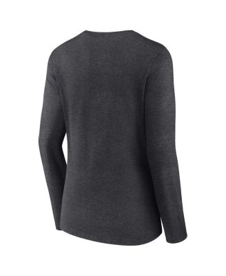 Женская футболка Fanatics Heather Charcoal Kansas City Chiefs Super Bowl LIX Quick Pass с длинным рукавом и V-образным вырезом