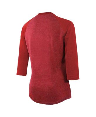 Женская футболка Majestic Red Kansas City Chiefs Super Bowl LIX Hard Count с трехслойным регланом и рукавом 3/4 от Majestic.