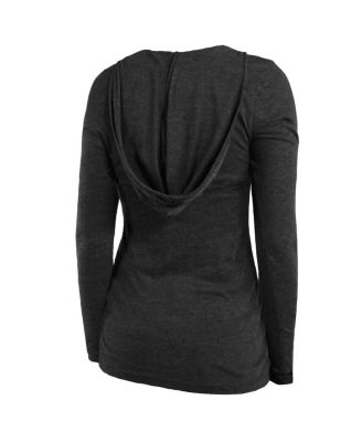 Величественная женская футболка с капюшоном Heather Charcoal Kansas City Chiefs Super Bowl LIX Dapper Tri-Blend с V-образным вырезом и длинными рукавами от Majestic для женщин.