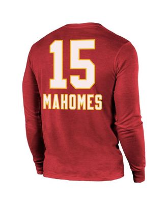 Величественная мужская футболка Patrick Mahomes Red Kansas City Chiefs Super Bowl LIX с именем и номером игрока, трехслойная футболка с длинным рукавом