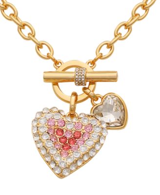 GUESS Crystal Heart Charms Toggle Necklace 18 2990₽