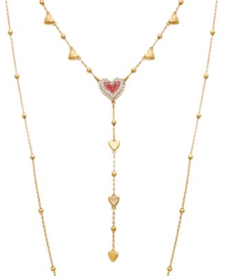 GUESS Gold-Tone Crystal Heart Layered Necklace 2990₽