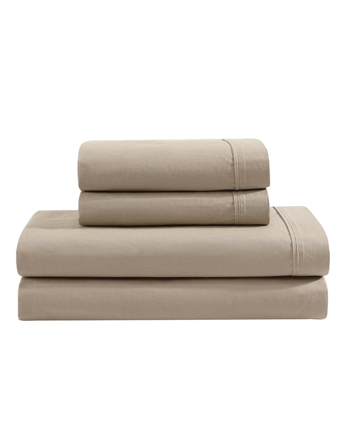 Calvin Klein Washed 200-thread Count Cotton 3-pc. Sheet Set, Twin In Camel Brown