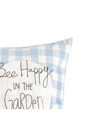 Bee Happy In Blue Embroidered Accent Throw Pillow