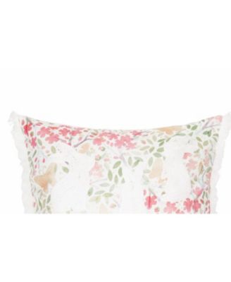 Spring Silhouette Easter Bunnies Rabbits Floral Flowers Decorative Accent Throw Pillow, 18" x 18"