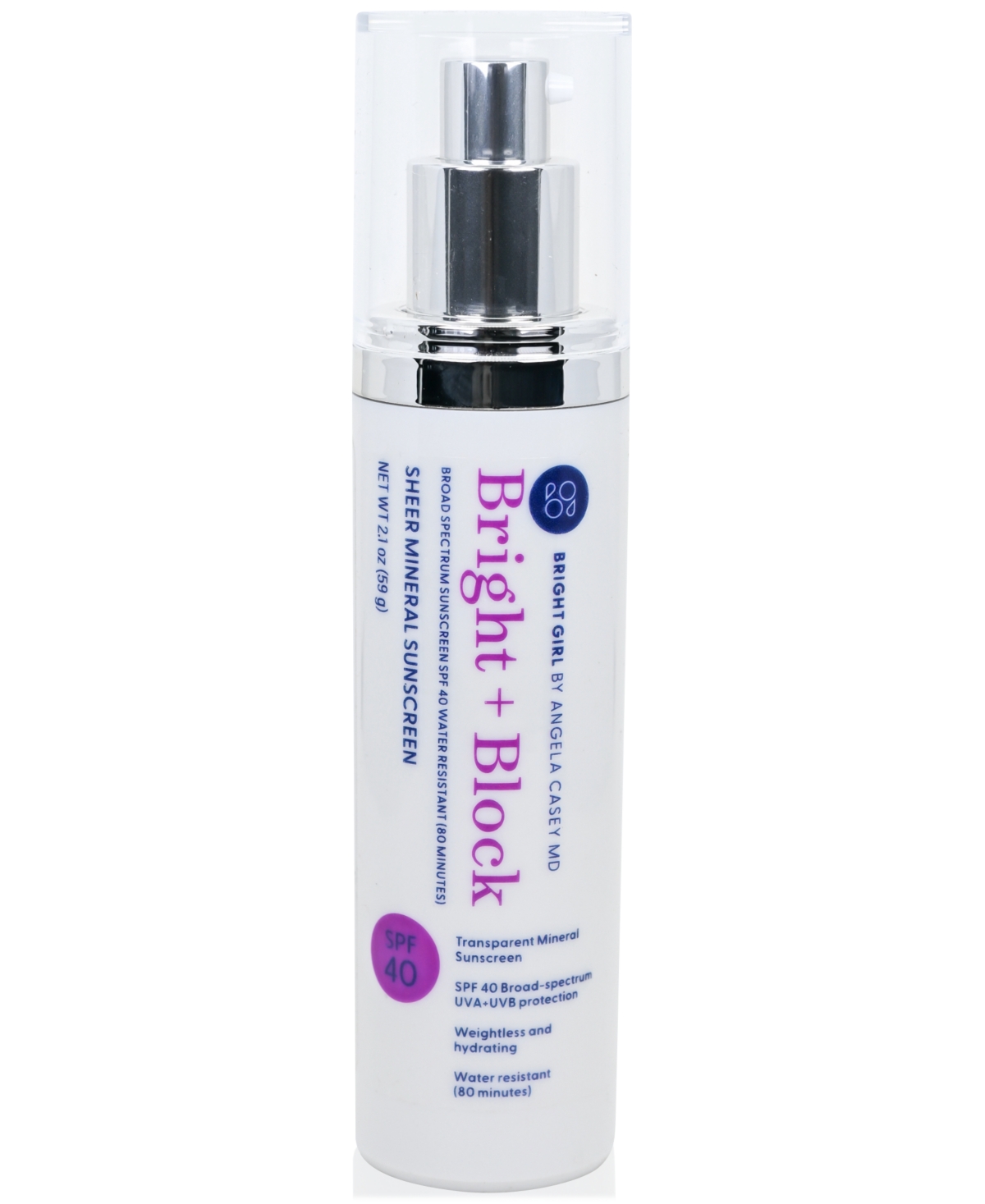 Shop Bright Girl Bright + Block Sheer Mineral Sunscreen Spf 40, 2.1 Oz. In No Color