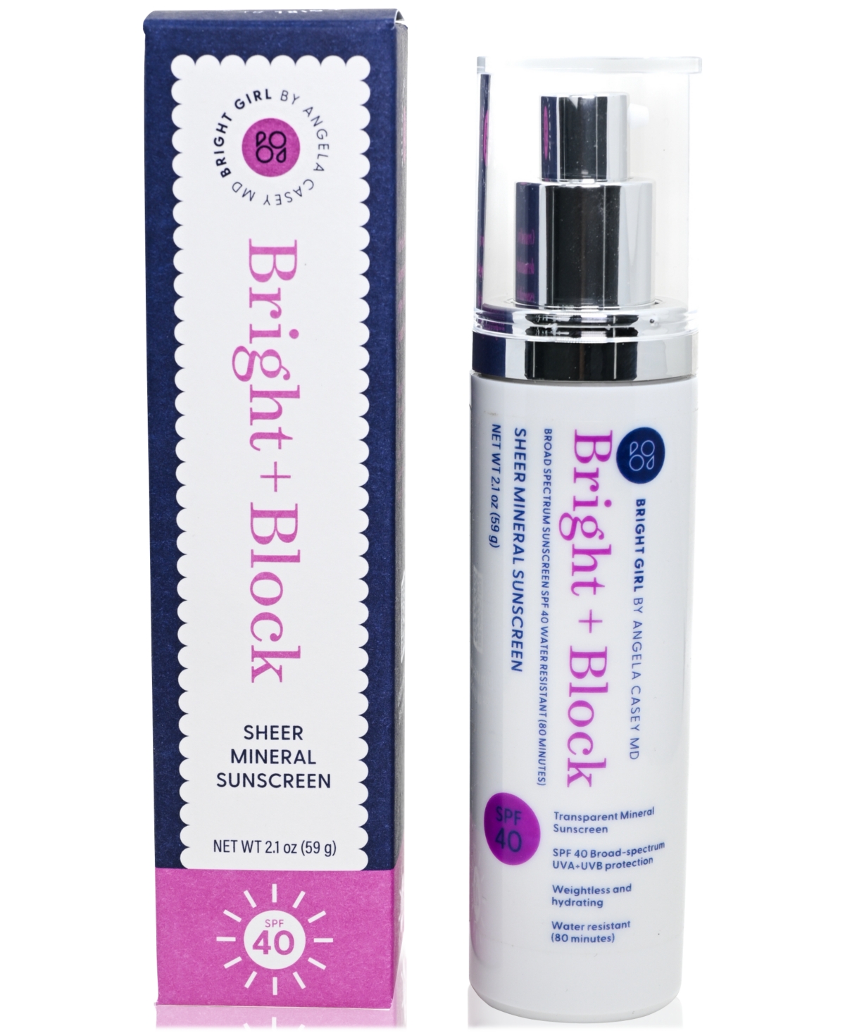 Shop Bright Girl Bright + Block Sheer Mineral Sunscreen Spf 40, 2.1 Oz. In No Color