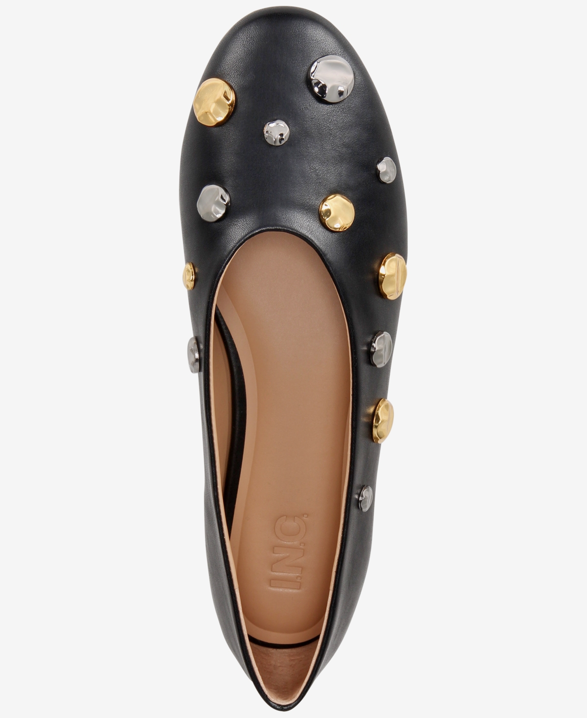 Inc International Concepts Women's Rachany Hardware Flats, Exclusively At Macy's In Black Smooth