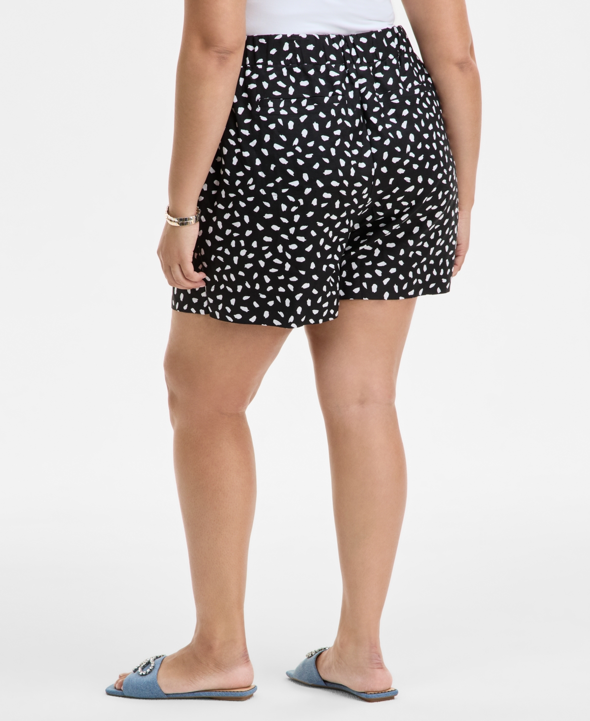 On 34th Trendy Plus Size Paint Dot Pull-on Shorts, Exclusively At Macy's