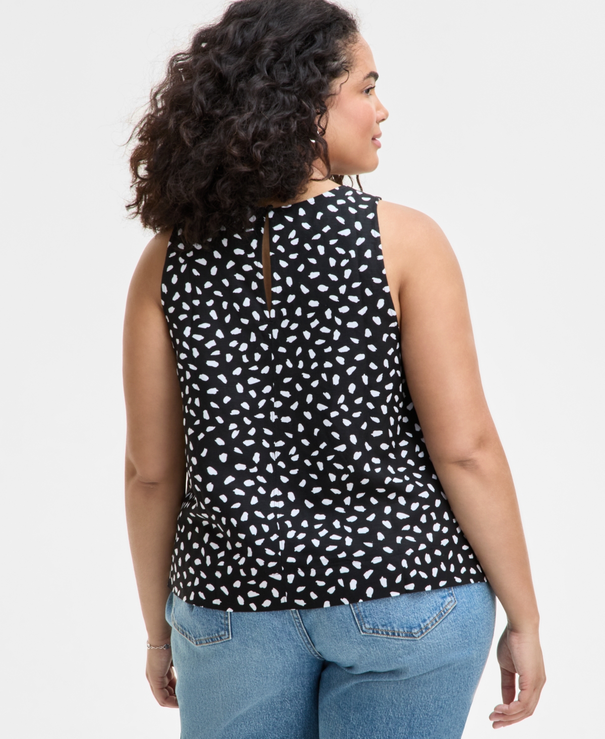 On 34th Trendy Plus Size Paint Dot Sleeveless Top, Exclusively At Macy's