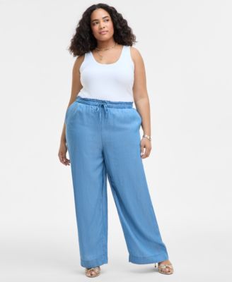 On 34th - Trendy Plus Size Chambray Drawstring Pants, Exclusively at Macy's