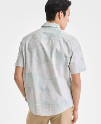 Men's Frank Wave Motion Short Sleeve Printed Button-Front Shirt, Exclusively at Macy's