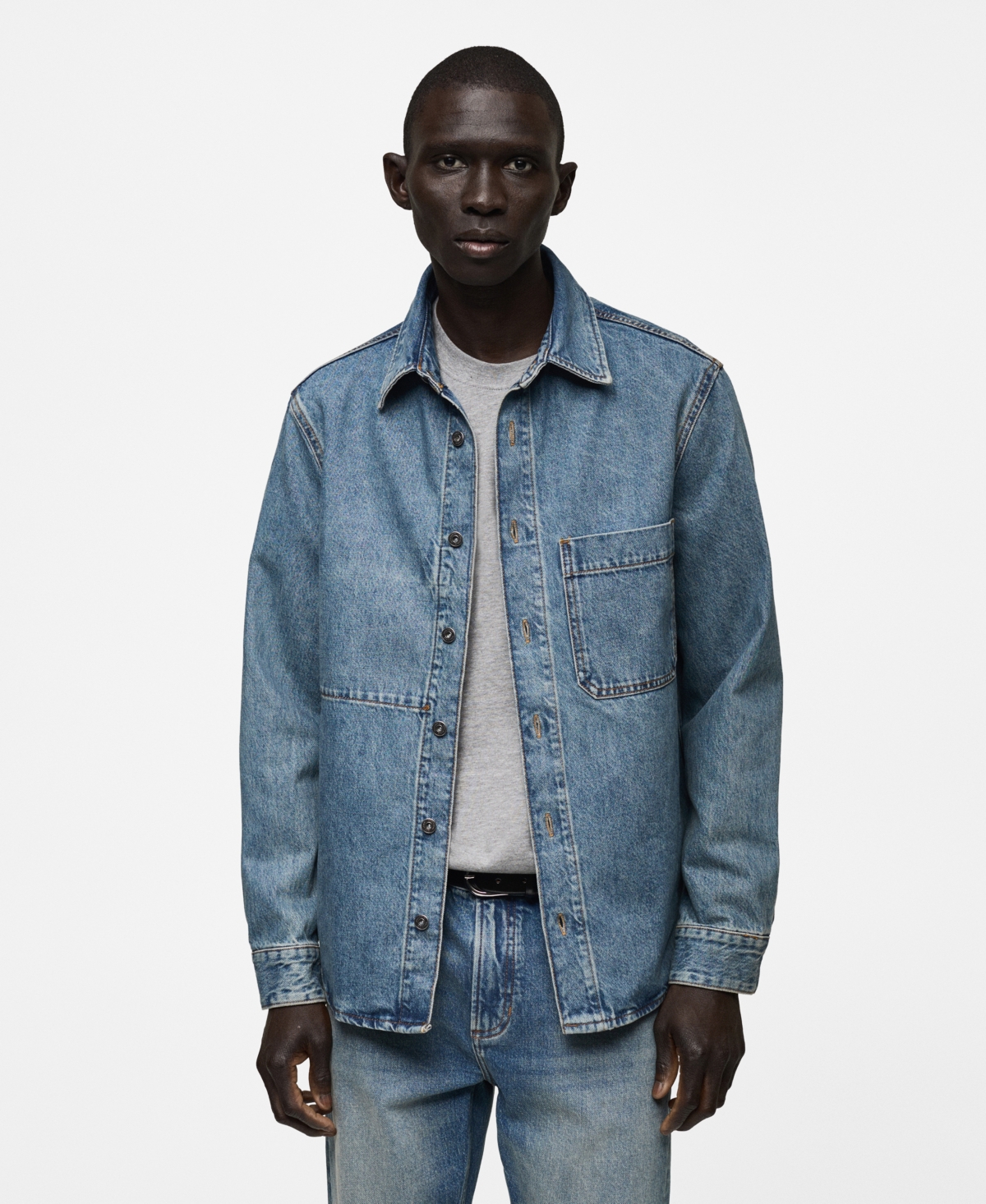 Men's Denim Overshirt - Medium Blue