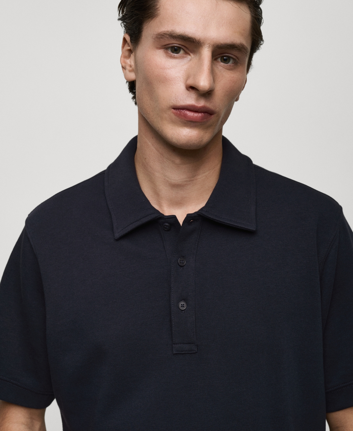 Mango Regular Fit Polo In Dark Navy