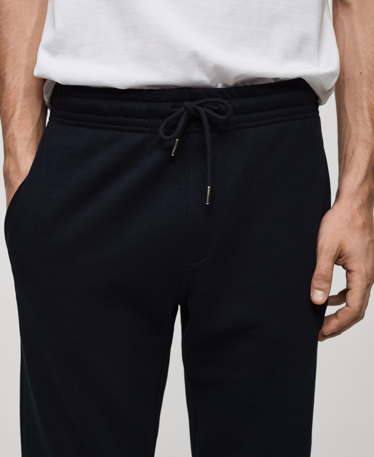 Mango Drawstring Slim Fit Sweatpants In Dark Navy