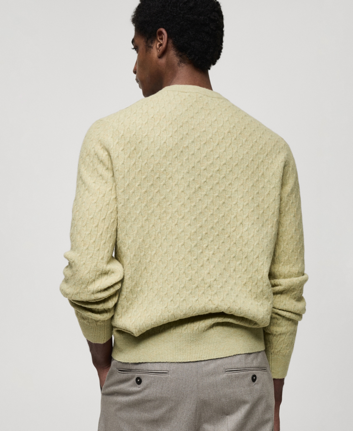 Mango Men's Slim-fit Micro-structured Knit Sweater In Pastel Green