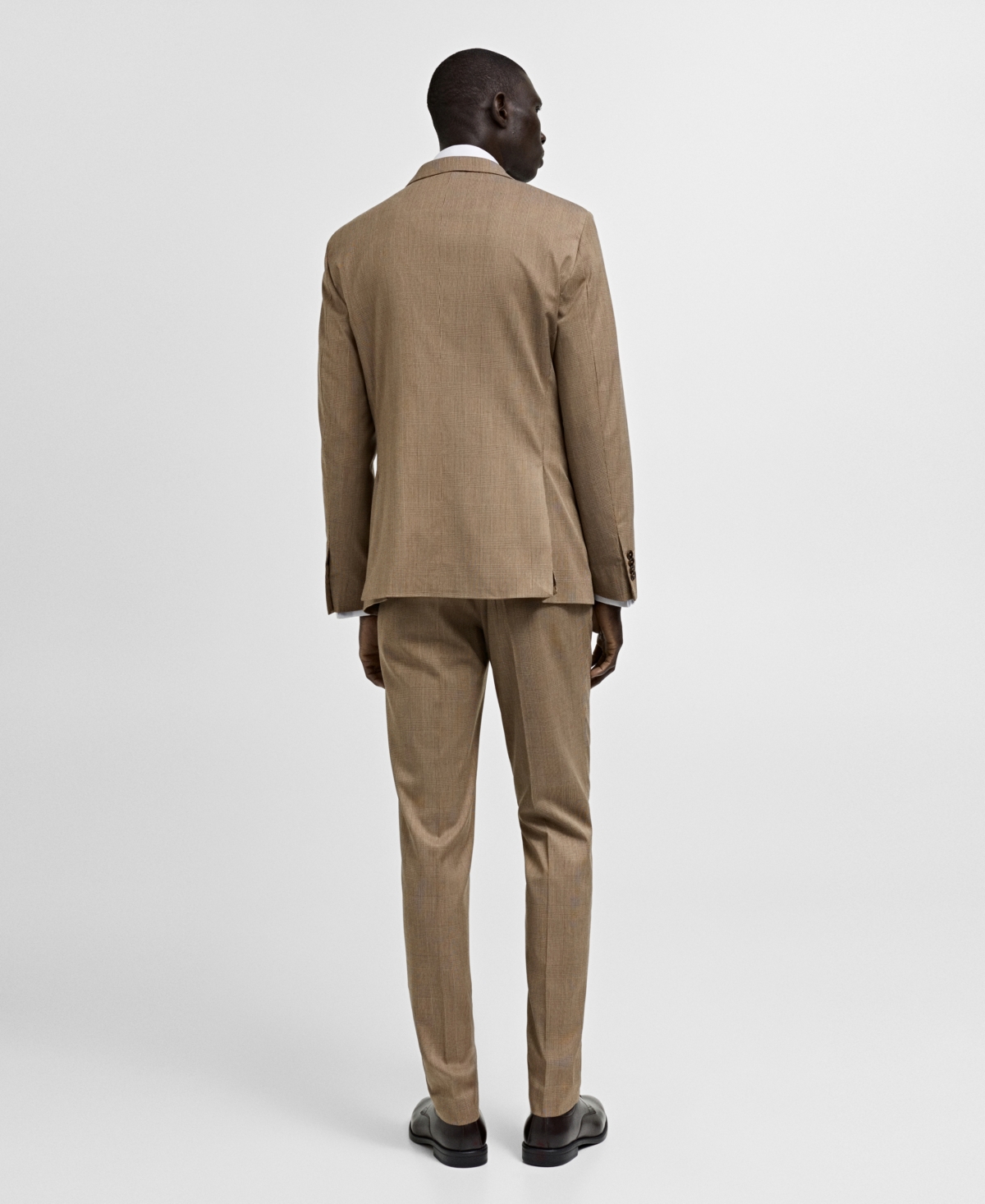 Mango Mens Prince Of Wales Slim Fit Suit In Medium Brown
