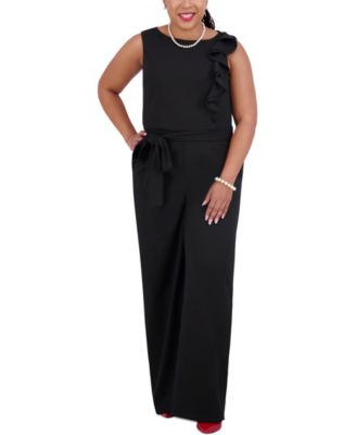 Kasper - Women's Ruffle-Shoulder Sleeveless Jumpsuit