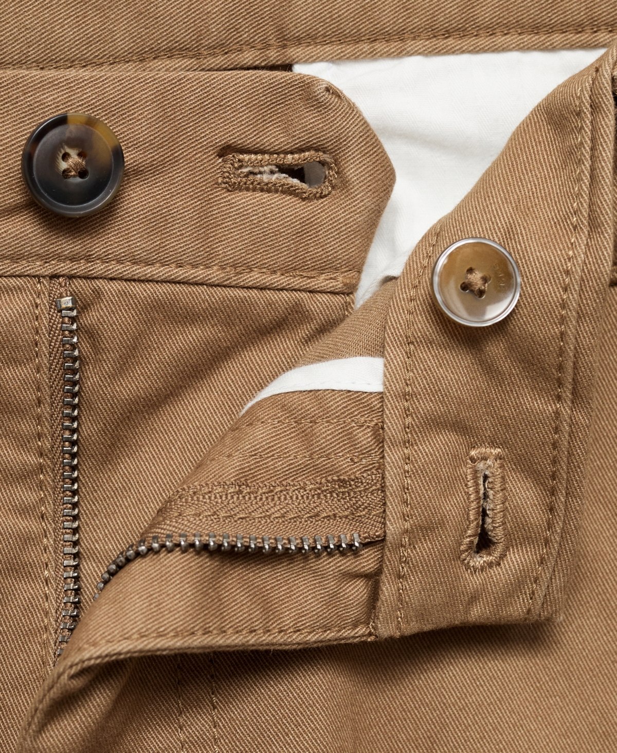 Mango Regular Fit Flat Front Twill Cargo Pants In Medium Brown