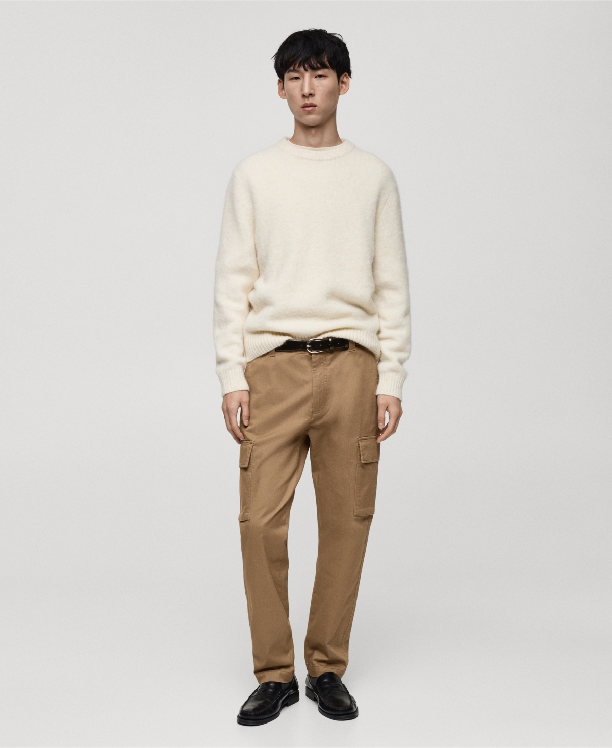 Mango Regular Fit Flat Front Twill Cargo Pants In Medium Brown