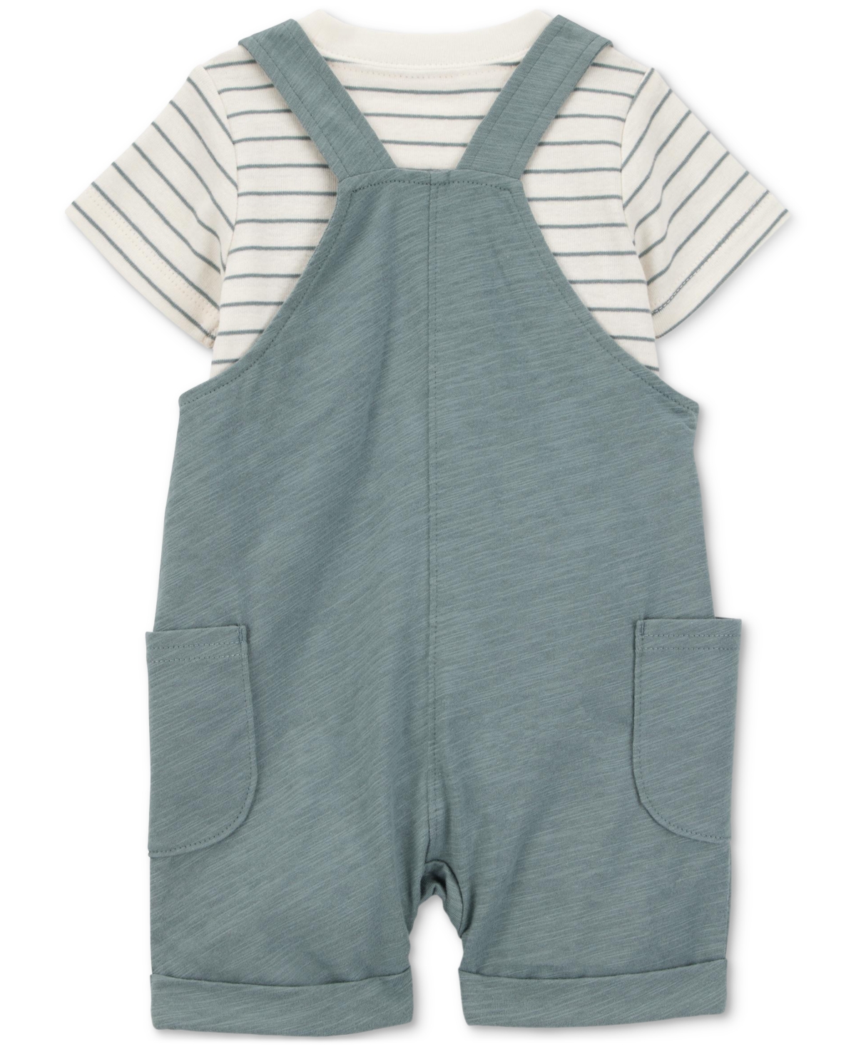 Carter's Baby Boys Cotton Bandana, T-shirt & Shortall, 3 Piece Set In Med Blue