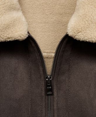 Мужская куртка из дубленки и искусственной замши Mango