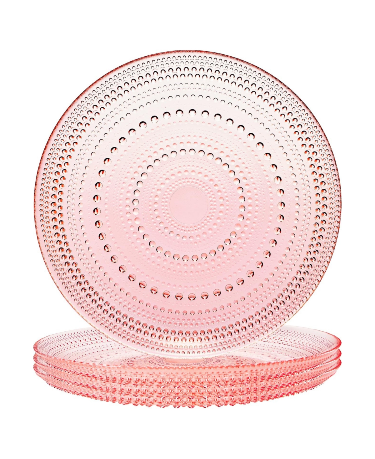 The Wine Savant Glass Hobnail Colored Plates, Set Of 4 In Pink