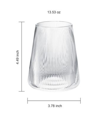 Stemless German Design Ribbed Wine Glasses, Set of 2