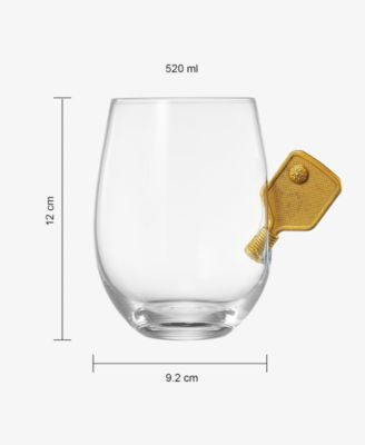 Crystal Pickleball Stemless Wine Glasses, Set of 2