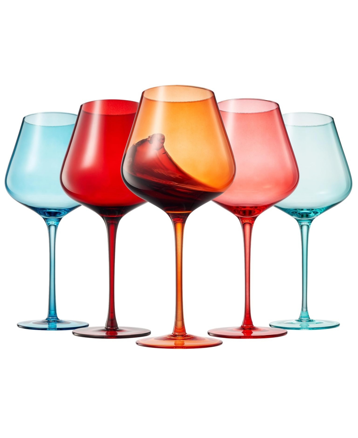The Wine Savant Colors Of San Francisco Wine Glasses, Set Of 5 In Multicolor