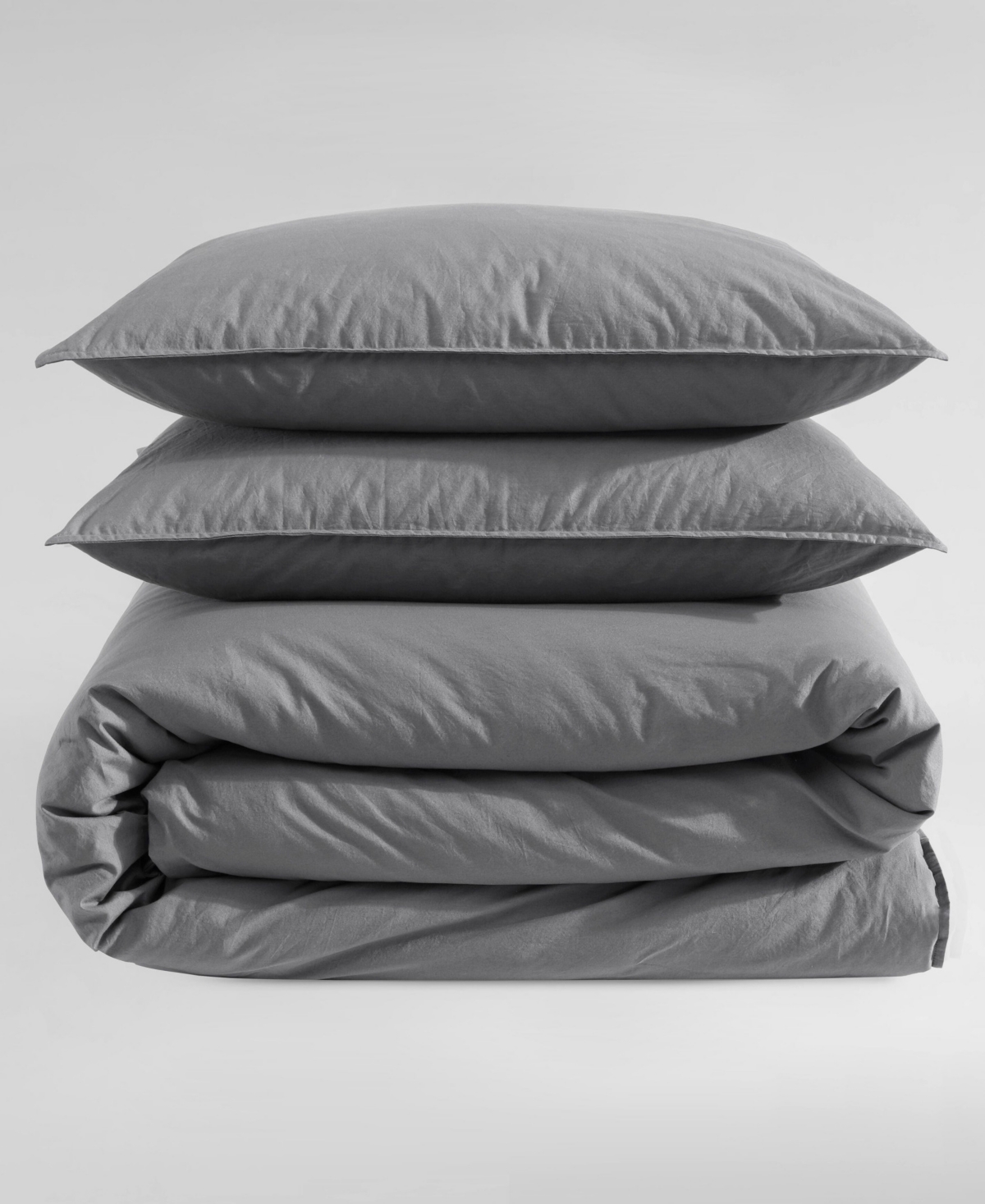 Shop Calvin Klein Washed Percale Solid 2-pc. Comforter Set, Twin/twin Xl In Graphite