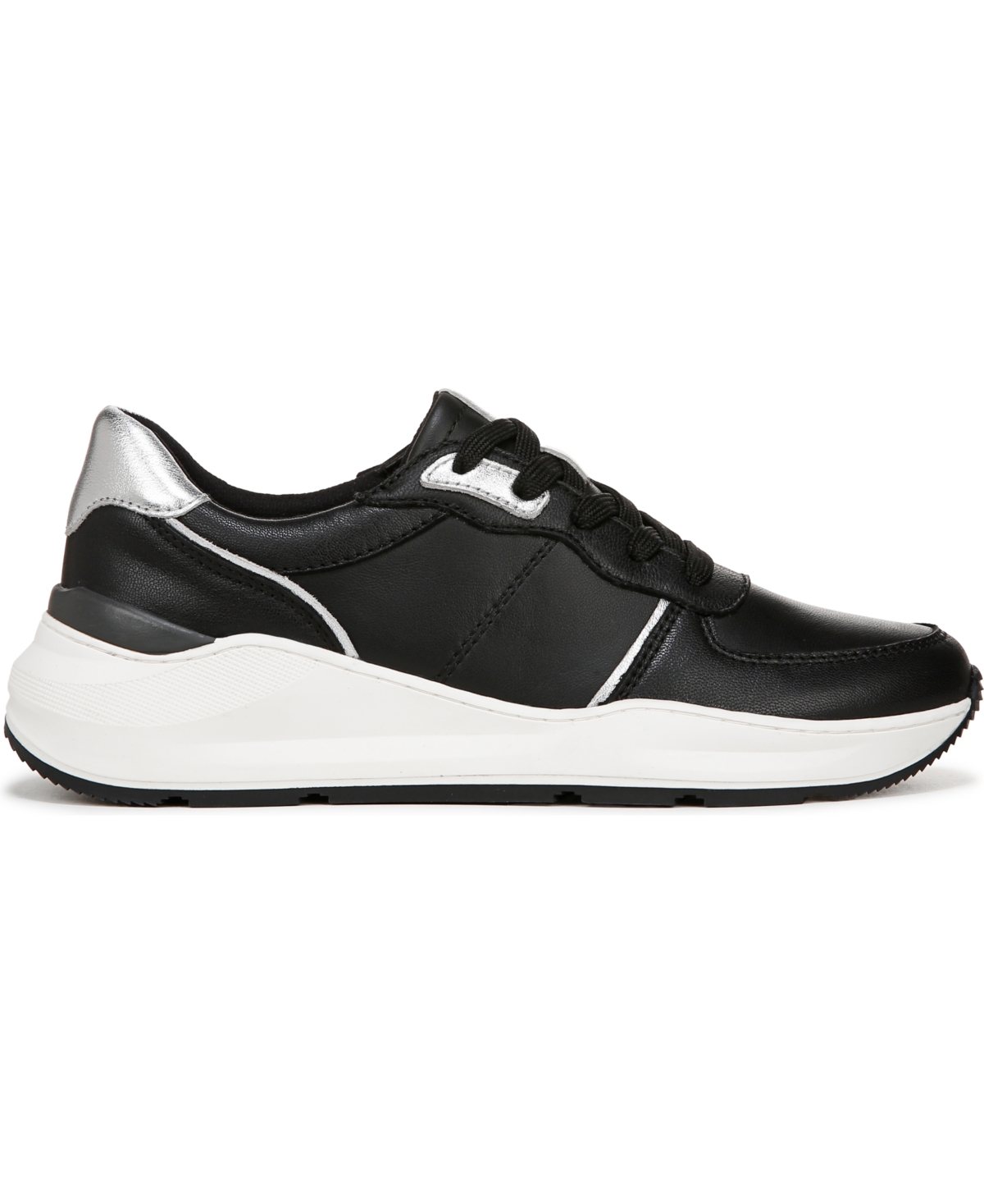 Naturalizer Women's Blossom Round Toe Lace Up Wedge Sneakers In Black Leather