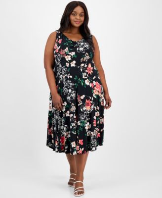 Robbie Bee - Plus Size Printed Cowl-Neck Midi Dress