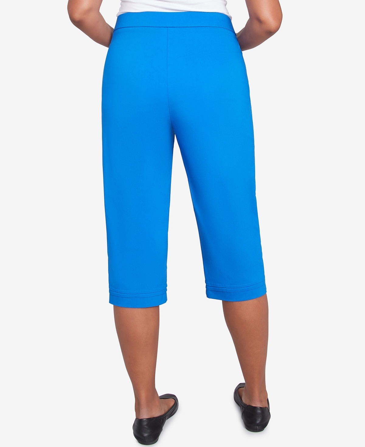Alfred Dunner Plus Size Parrot Cay Novelty Cuff Tummy Control Capris Pants In Cobalt Blue