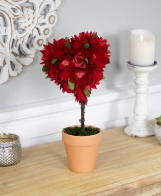 14.5" Artificial Mixed Floral Valentine's Day Potted Topiary