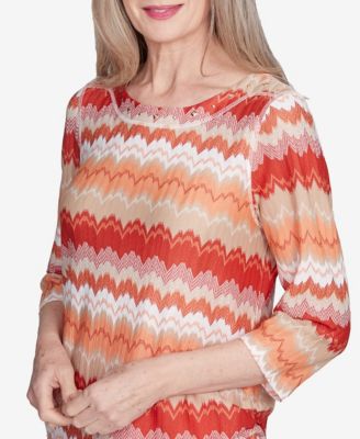 Современный топ на завязках с шевроном Alfred Dunner Petite Catalina Island