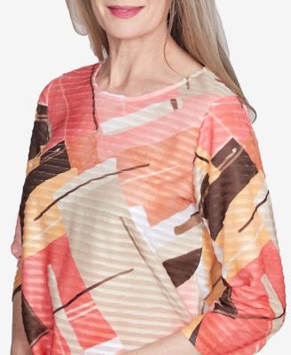 Красочный лоскутный топ Alfred Dunner Petite Catalina Island