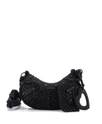Pre-Owned Balenciaga XS Le Cagole Giant Studs Shoulder Bag Rhinestones 271390₽