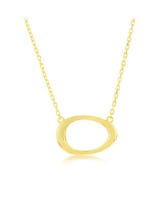 Sterling Silver, Open Oval Necklace - Gold