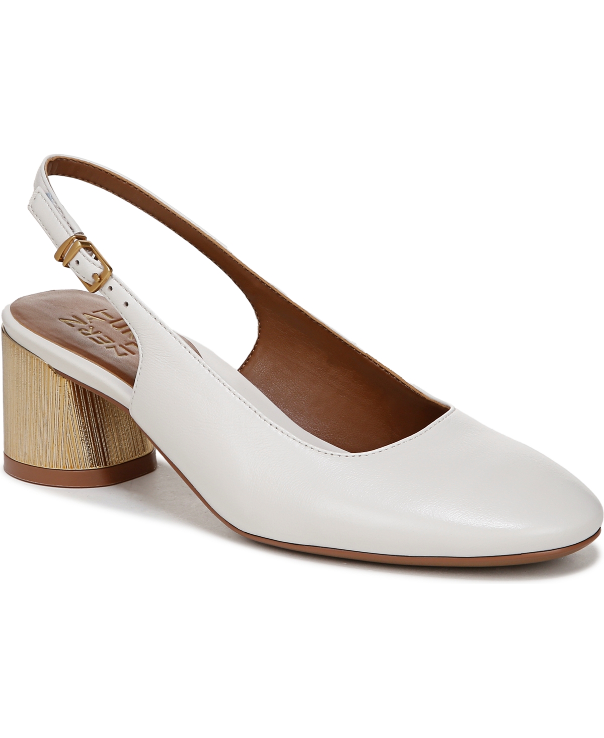 Naturalizer Women's Lane Closed Round Toe Slingback Pumps In Warm White Leather