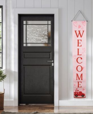 "Welcome" and "Happy Valentine's Day" Outdoor Door Banners, 71"