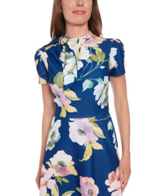 Женское платье А-силуэта с коротким рукавом и завязывающимся воротом от London Times