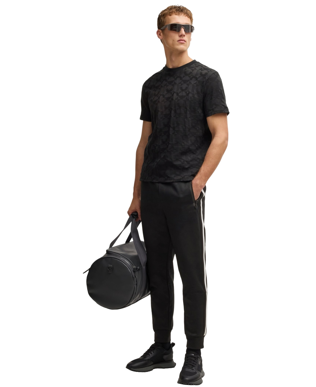 Hugo Boss Boss By  Men's Circle Jacquard Relaxed-fit T-shirt In Black