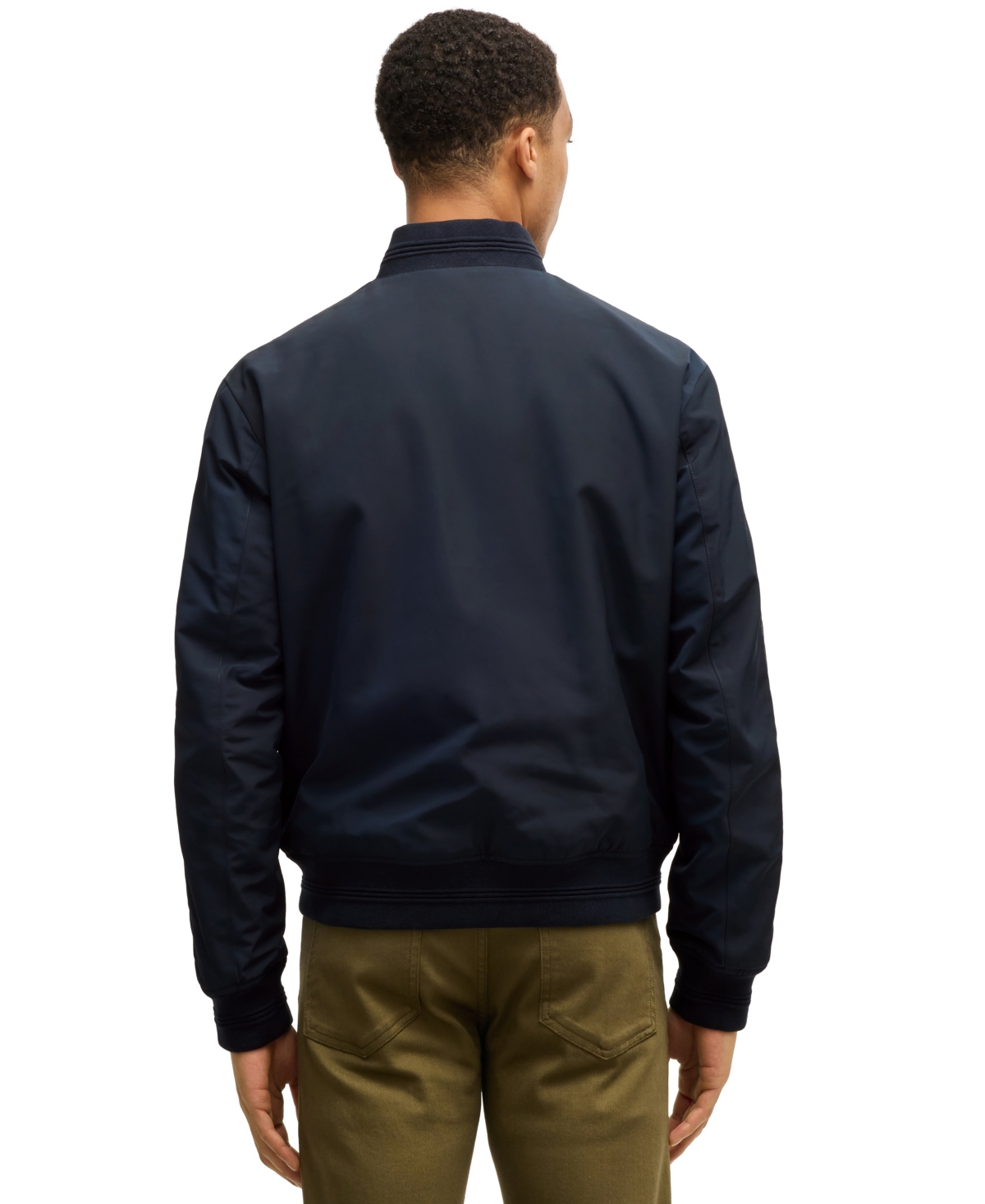 Hugo Boss Porsche X Canvas Jacket With Stripe Trims In Dark Blue
