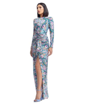 Платье the Population Женское платье Romera с принтом в горошек из фольги с длинными рукавами