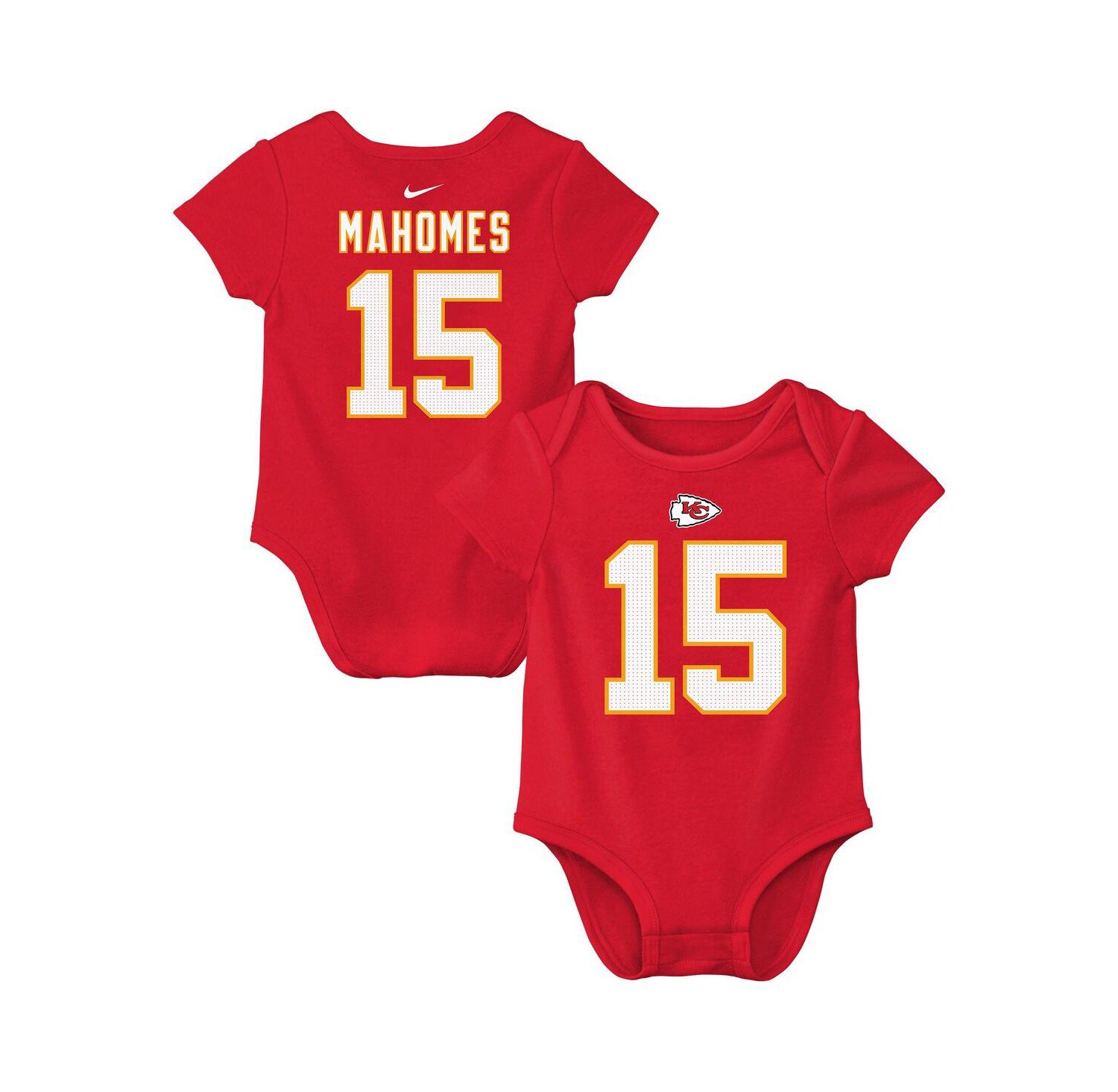 Baby Boys and Girls Patrick Mahomes Red Kansas City Chiefs Player Name & Number Bodysuit