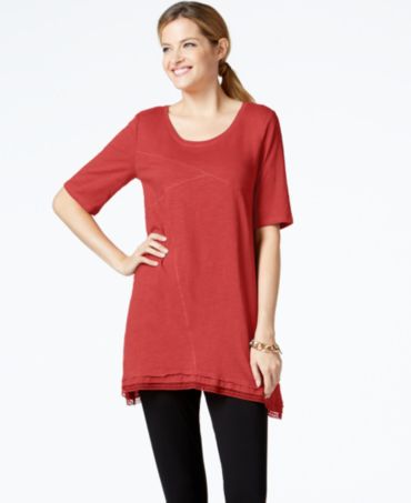 Style & Co. Lace-Trim Tunic Top, Only at Macy's - Tops - Women - Macy's
