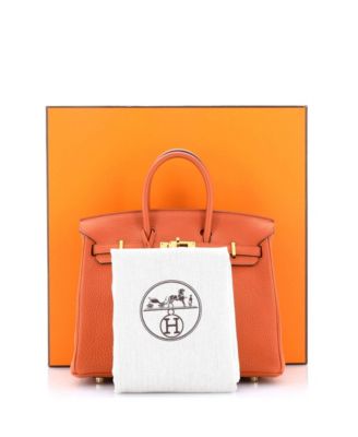 Бывшая в употреблении сумка HERMÉS Birkin 25 оранжевого цвета Togo с золотой фурнитурой