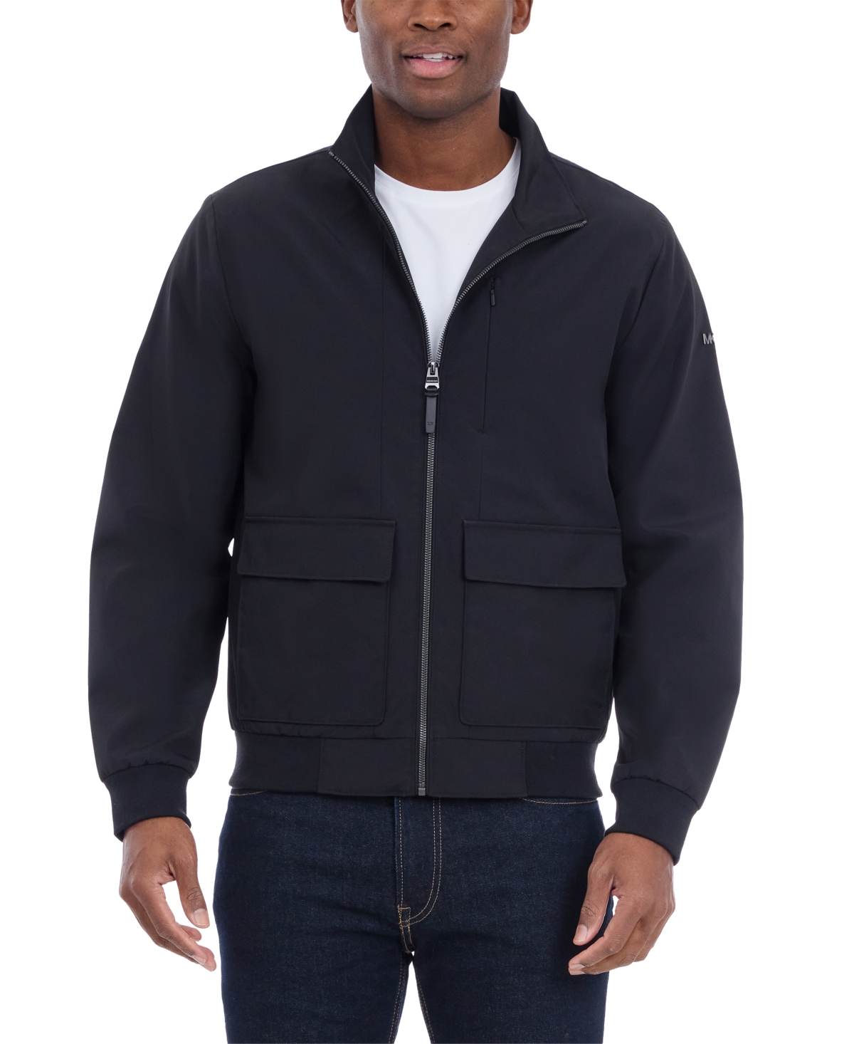 Michael Kors Men's Solid-color Stand-collar Hipster Jacket In Blue
