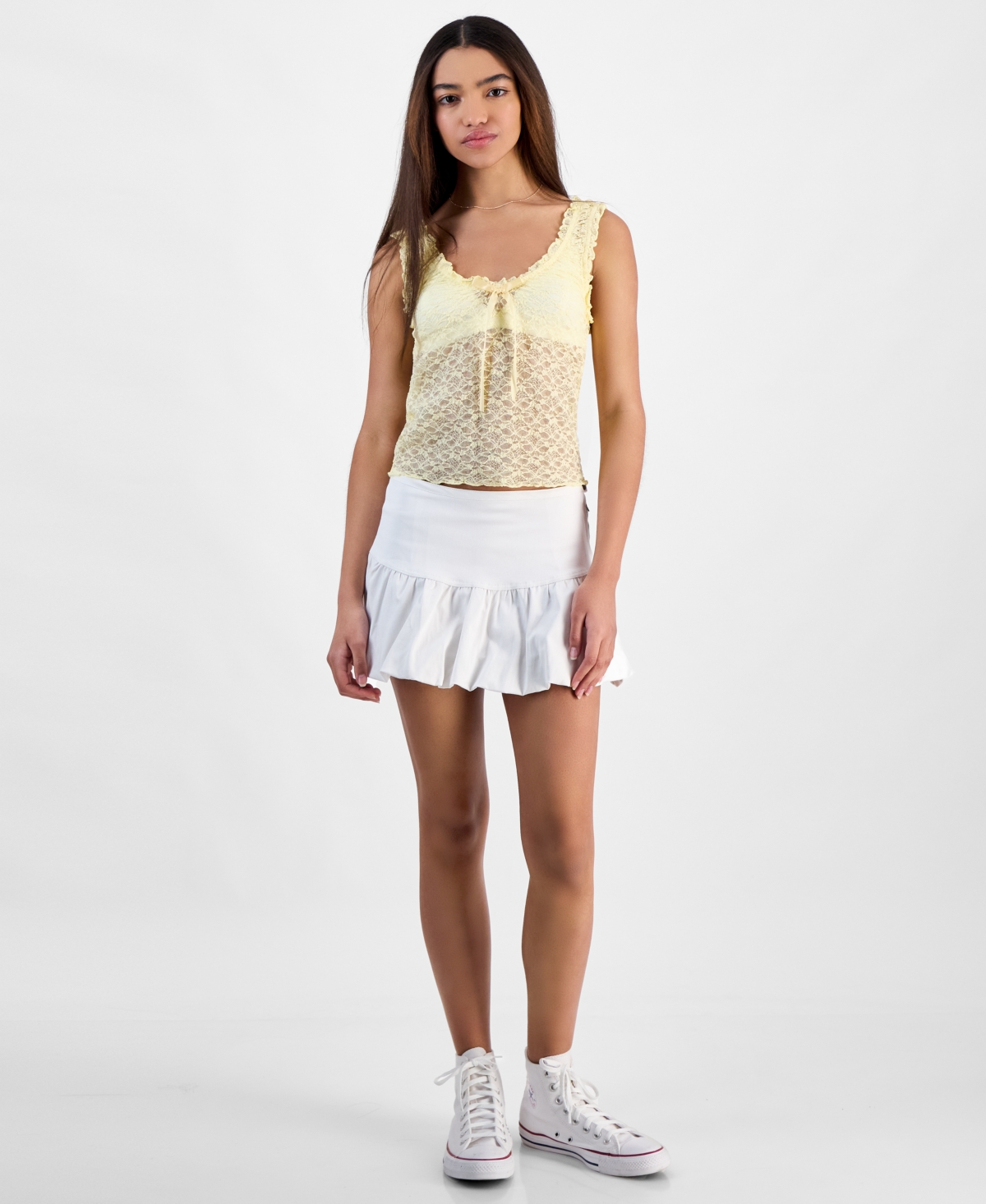 Juniors' Bubble Mini Skirt - White